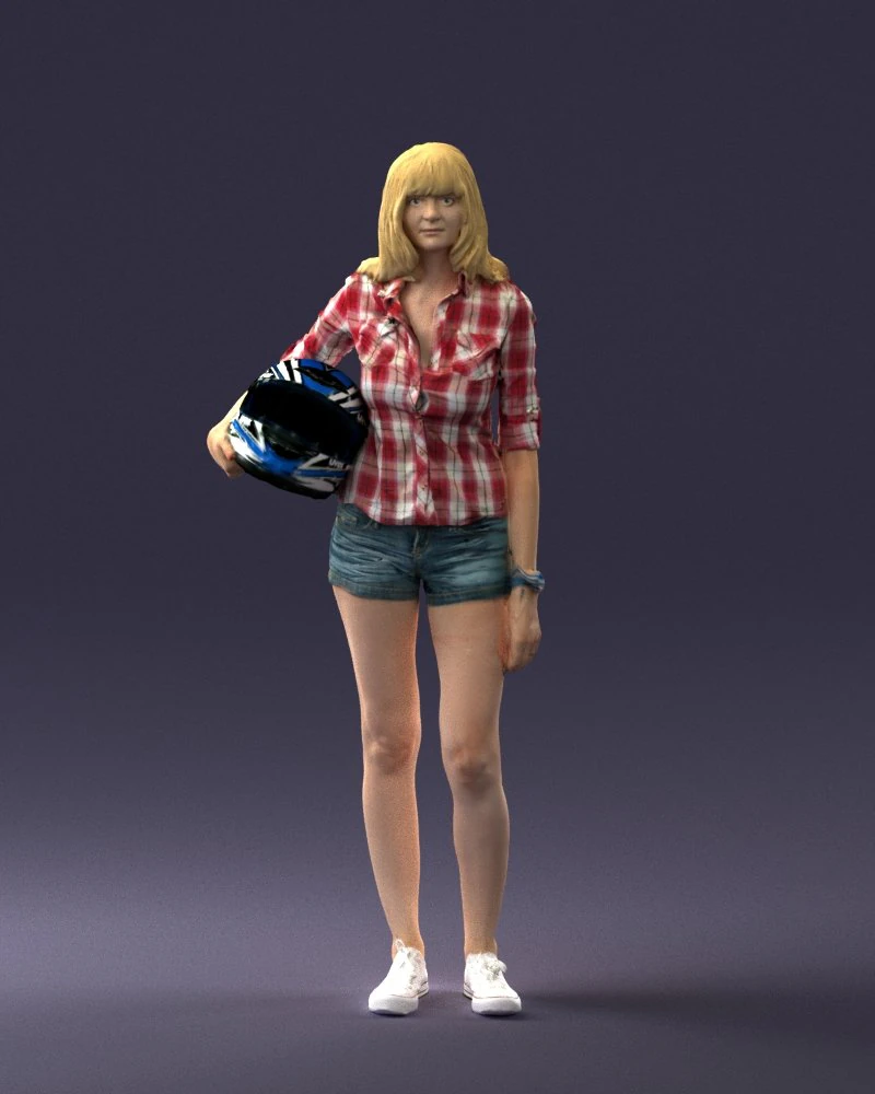 girl with motorcycle helmet 0623 3D Model .c4d .max .obj .3ds .fbx .stl .blend 