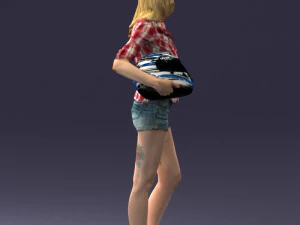 girl with motorcycle helmet 0623 3D Model
