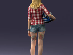 girl with motorcycle helmet 0623 3D Model