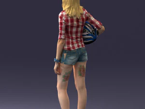 girl with motorcycle helmet 0623 3D Model