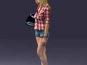girl with motorcycle helmet 0623 3D Model