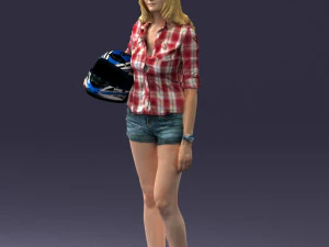 girl with motorcycle helmet 0623 3D Model