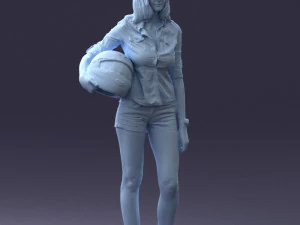 girl with motorcycle helmet 0623 3D Model