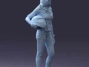 girl with motorcycle helmet 0623 3D Model