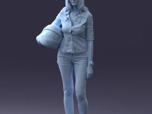 girl with motorcycle helmet 0623 3D Model