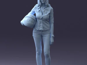 girl with motorcycle helmet 0623 3D Model
