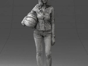 girl with motorcycle helmet 0623 3D Model