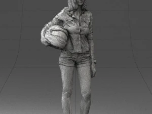 girl with motorcycle helmet 0623 3D Model
