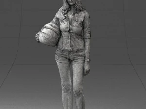 girl with motorcycle helmet 0623 3D Model