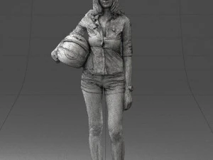 girl with motorcycle helmet 0623 3D Model
