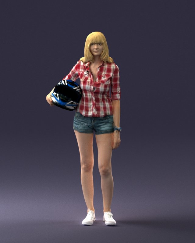 girl with motorcycle helmet 0623 3d print ready 3D-printmodel .c4d .max .obj .3ds .fbx .stl .blend 