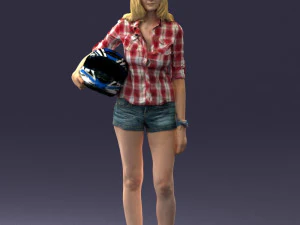 girl with motorcycle helmet 0623 3d print ready 3D Print Model