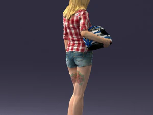 girl with motorcycle helmet 0623 3d print ready 3D Print Model