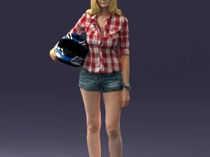 girl with motorcycle helmet 0623 3d print ready 3D Print Model