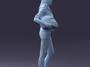 girl with motorcycle helmet 0623 3d print ready 3D Print Model