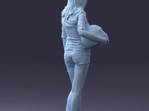 girl with motorcycle helmet 0623 3d print ready 3D Print Model