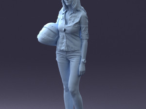 girl with motorcycle helmet 0623 3d print ready 3D-printmodel