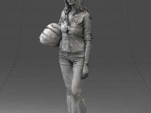 girl with motorcycle helmet 0623 3d print ready 3D-printmodel