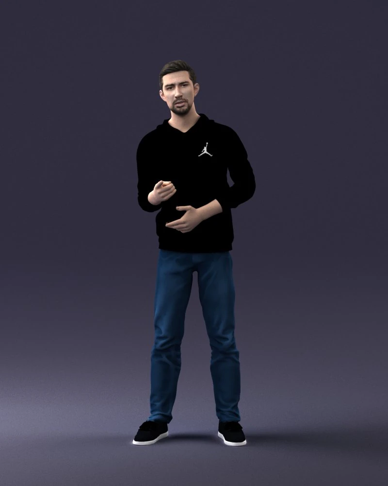 000206 Young Man Standing with a Natural Hand Gesture 1121 3D Model .c4d .max .obj .3ds .fbx .stl .blend 