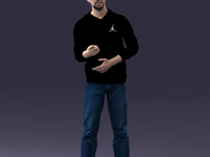 000206 Young Man Standing with a Natural Hand Gesture 1121 3D Model