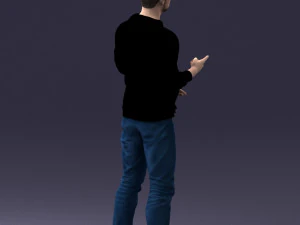 000206 Young Man Standing with a Natural Hand Gesture 1121 3D Model