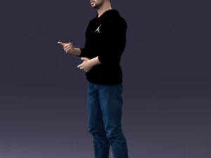 000206 Young Man Standing with a Natural Hand Gesture 1121 3D Model