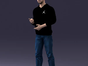 000206 Young Man Standing with a Natural Hand Gesture 1121 3D Model