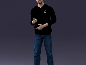 000206 Young Man Standing with a Natural Hand Gesture 1121 3D Model