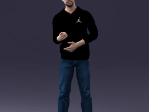 000206 Young Man Standing with a Natural Hand Gesture 1121 3D Model