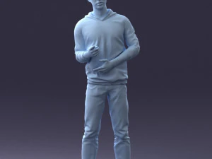 000206 Young Man Standing with a Natural Hand Gesture 1121 3D Model