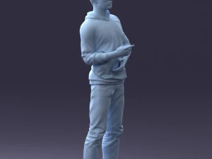 000206 Young Man Standing with a Natural Hand Gesture 1121 3D Model