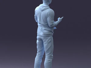 000206 Young Man Standing with a Natural Hand Gesture 1121 3D Model