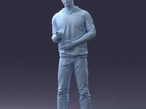 000206 Young Man Standing with a Natural Hand Gesture 1121 3D Model