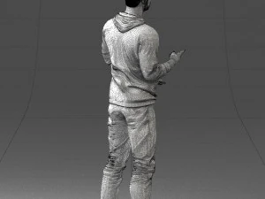 000206 Young Man Standing with a Natural Hand Gesture 1121 3D Model