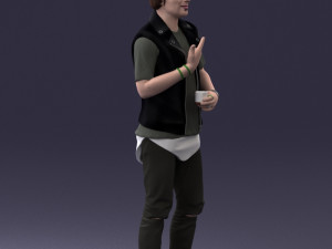 000207 Young Man with Coffee Cup 1121 3D Модель