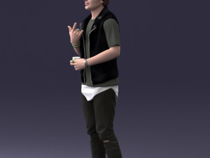 000207 Young Man with Coffee Cup 1121 3D Модель