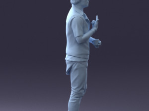 000207 Young Man with Coffee Cup 1121 3D Модель