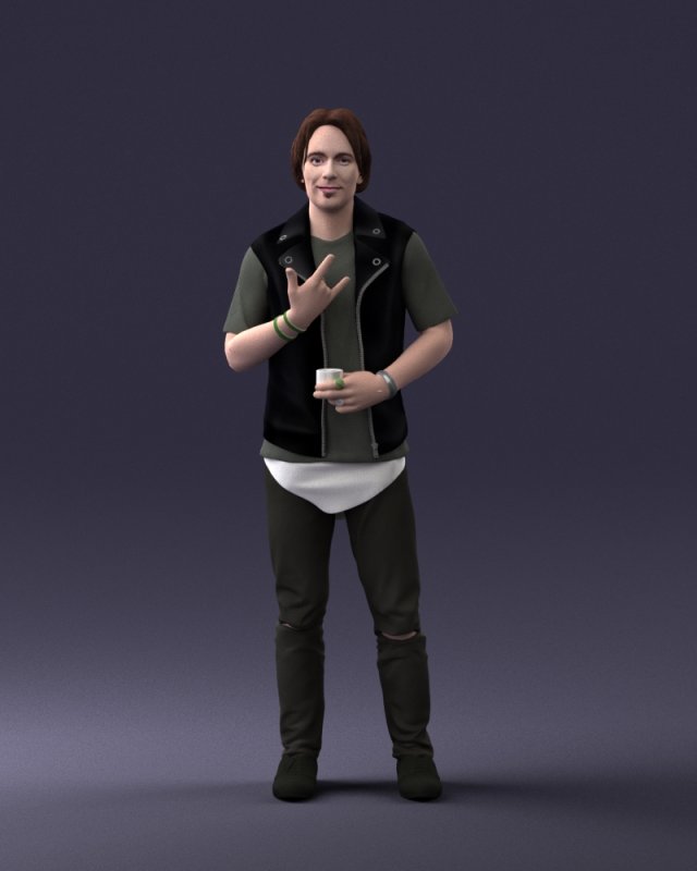 000207 Young Man with Coffee Cup 1121 3dp 3D Принт Модель .c4d .max .obj .3ds .fbx .stl .blend