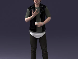 000207 拿着咖啡杯的年轻人 1121 3dp 3D 打印模型