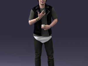 000207 Young Man with Coffee Cup 1121 3dp 3D Принт Модель