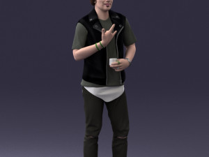 000207 Young Man with Coffee Cup 1121 3dp 3D Принт Модель