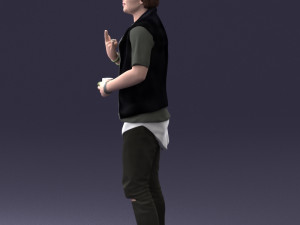 000207 Young Man with Coffee Cup 1121 3dp 3D Принт Модель