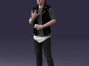 000207 Young Man with Coffee Cup 1121 3dp 3D Принт Модель