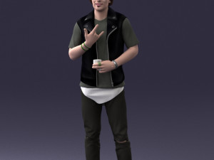 000207 Young Man with Coffee Cup 1121 3dp 3D Принт Модель