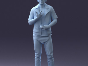 000207 Young Man with Coffee Cup 1121 3dp 3D Принт Модель