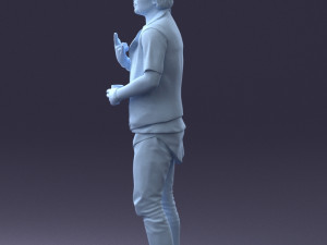000207 Young Man with Coffee Cup 1121 3dp 3D Принт Модель