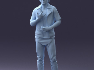 000207 Young Man with Coffee Cup 1121 3dp 3D Принт Модель