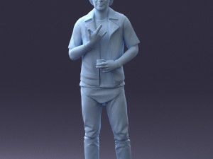 000207 Young Man with Coffee Cup 1121 3dp 3D Принт Модель