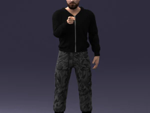 000208 Bearded Man in Tactical Outfit 1121 3D Model
