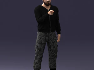000208 Bearded Man in Tactical Outfit 1121 3D Model